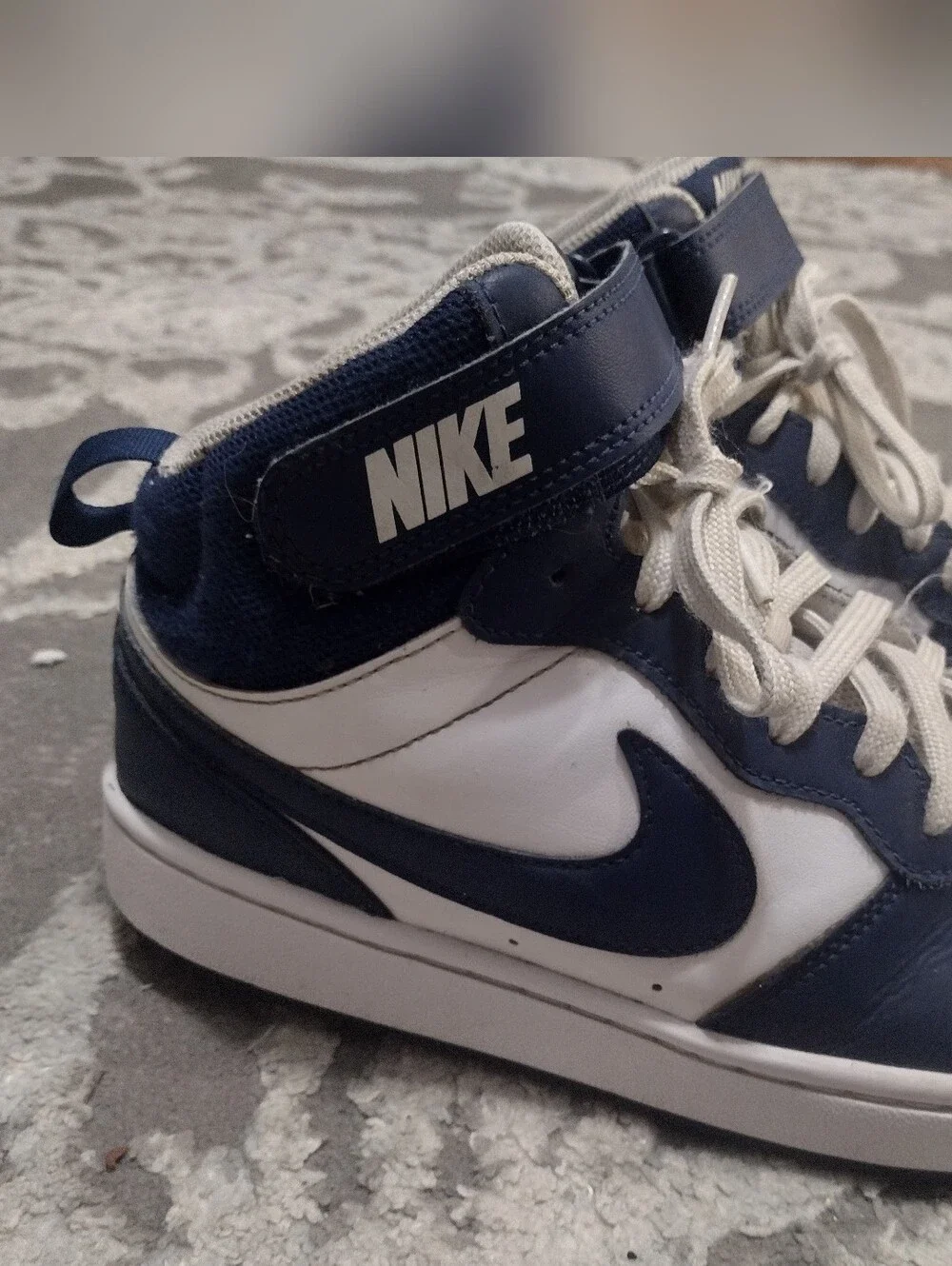 Nike Borough Mid 2 Navy and White High-Top Sneaker